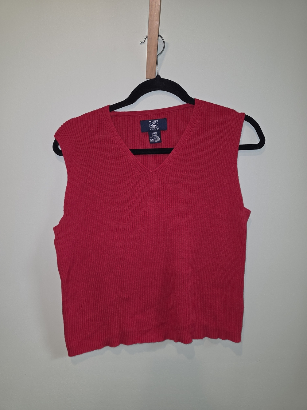 Hunt Club Bright Red Sleeveless V-Neck Ribbed Knit Tank